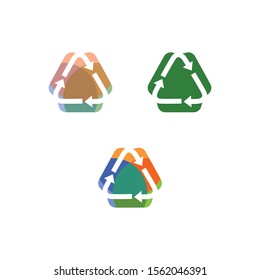 Modern recycle logo vector. triangle arrow eco symbol. 