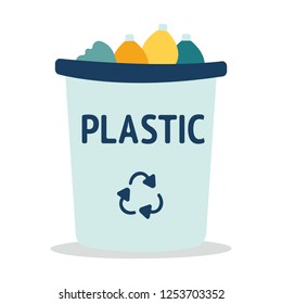 Modern Recycle Plastic Waste Garbage Bin And Trash Object Illustration , Suitable For Illustration, Book Graphics, Icons, Game Asset, And Other Recycle Related Activities.