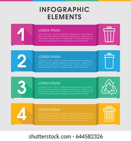 Modern recycling infographic template. infographic design with recycling icons includes trash bin. can be used for presentation, diagram, annual report, web design.