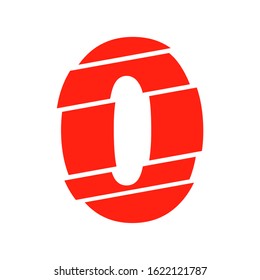 Modern Red 0 Number Design Vector Illustration. Numeral Vector Trendy Flat Line Style. Vector Elements Illustration Template for Web Design or Greeting Card.