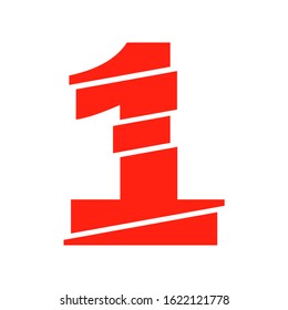 Modern Red 1 Number Design Vector Illustration. Numeral Vector Trendy Flat Line Style. Vector Elements Illustration Template for Web Design or Greeting Card.