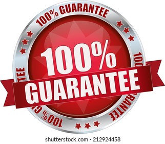 Modern Red 100% Guarantee Sign