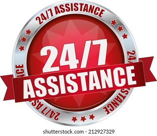 modern red 24/7 assistance sign