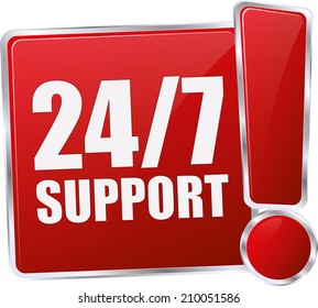 modern red 24/7 support sign