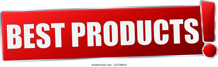 modern red 3D vector eps10 best products button sign