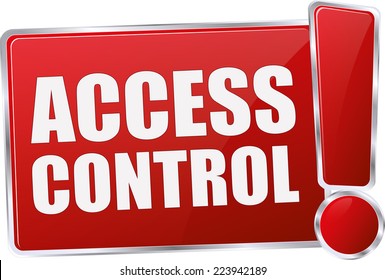 modern red 3D vector eps10 access control button sign