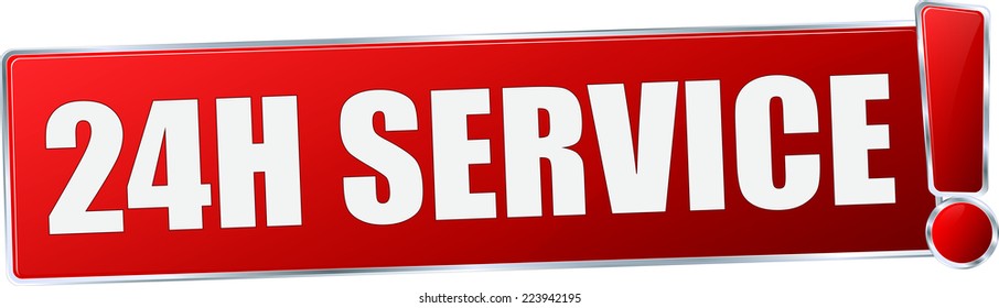 modern red 3D vector eps10 24h service button sign