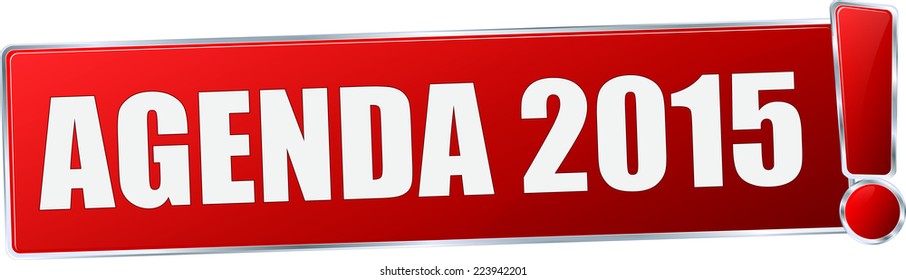 modern red 3D vector eps10 agenda 2015 button sign