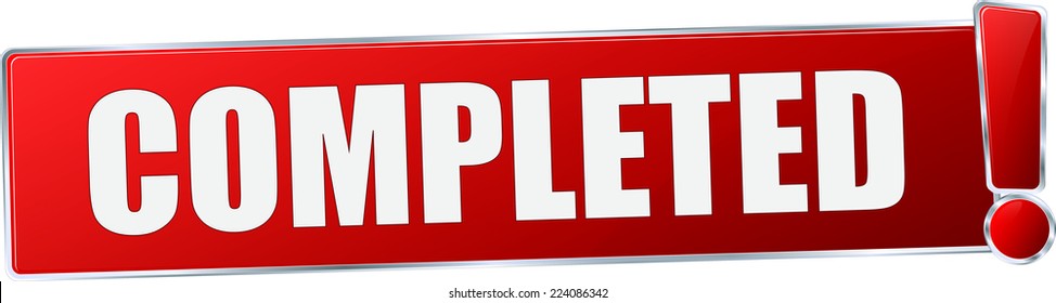 modern red 3D vector eps10 completed button sign