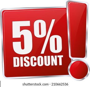 Modern Red 5% Discount Sign