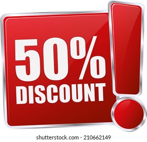 Modern Red 50% Discount Sign