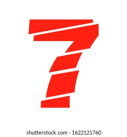 Modern Red 7 Number Design Vector Illustration. Numeral Vector Trendy Flat Line Style. Vector Elements Illustration Template for Web Design or Greeting Card.
