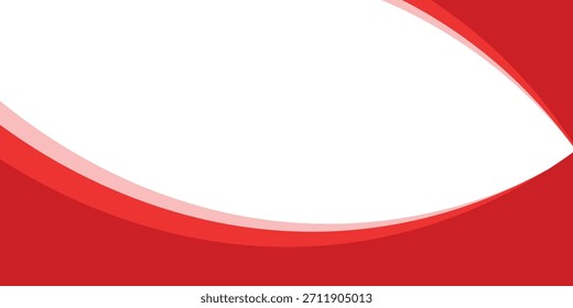 Modern red abstract background featuring smooth curved shapes and clean white space, ideal for banners and presentations.