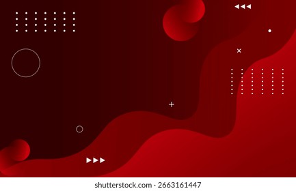 Fondo abstracto rojo moderno con Formas fluidas, Elementos geométricos y esferas 3D. Diseño futurista y mínimo para uso en Anuncio, póster o Web.
