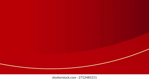 Modern red abstract background with golden line elements abstract