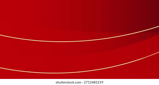 Fondo abstracto rojo moderno con Elementos de línea dorada abstracto moderno