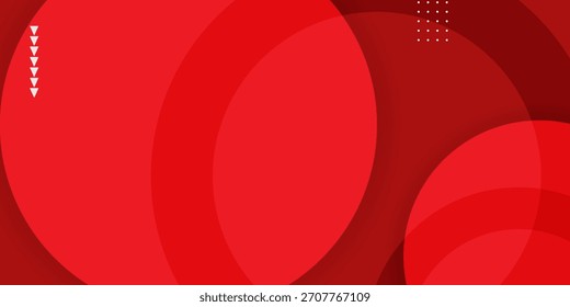 Moderner roter abstrakter Hintergrund mit überlappenden Kreisen und geometrischen Akzenten