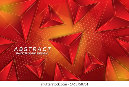 Modern red abstract background with triangle tech style overlap layer.