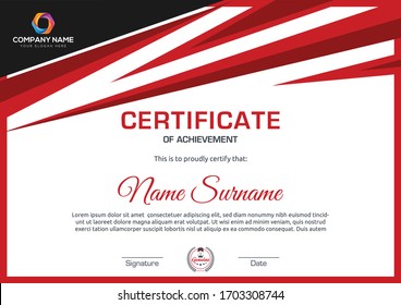 Modern red abstract certificate of achievement for all types company and all types sectors