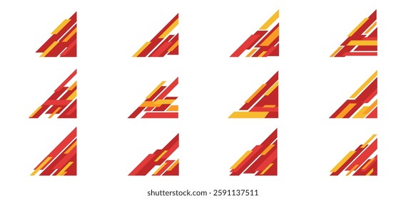 Modern Red Abstract Shape Border and Corner Frame Vector Set Collection. Decorative Elements Corners, Borders, and Frames. Futuristic Shape for Banners, Certificates, Invitations, and Covers Design