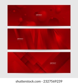 Modern red abstract vector long banner. Minimal background with waves arrows geometric shapes and copy space for text. Social media cover and web wide banner template