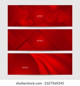 Modern red abstract vector long banner. Minimal background with waves arrows geometric shapes and copy space for text. Social media cover and web wide banner template