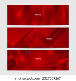 Banner largo del vector abstracto rojo moderno. Fondo mínimo con flechas de ondas formas geométricas y espacio de copia para el texto. Portada de medios sociales y plantilla de banners para la web