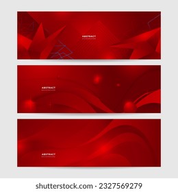 Modern red abstract vector long banner. Minimal background with waves arrows geometric shapes and copy space for text. Social media cover and web wide banner template