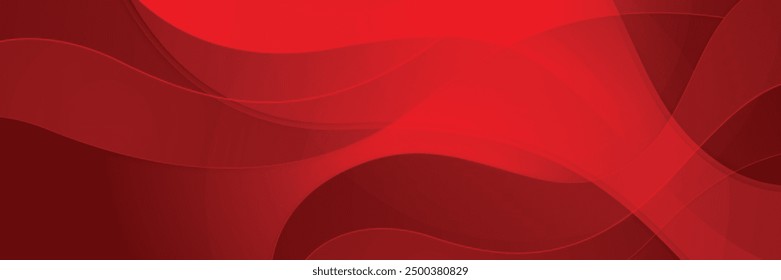 Anuncio largo de Vector abstracto rojo moderno. Fondo mínimo con ondas, flechas, Formas geométricas y espacio de copia para texto. Cobertura de medios sociales y Plantilla de Anuncio de Web