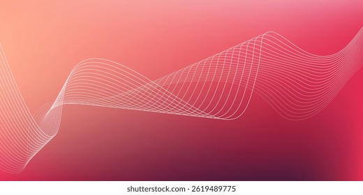 Modern red abstract vector long banner. Minimal background with waves arrows geometric shapes and copy space for text. Social media cover and web wide banner template. vector illustration