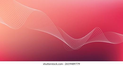 Modern red abstract vector long banner. Minimal background with waves arrows geometric shapes and copy space for text. Social media cover and web wide banner template. vector illustration