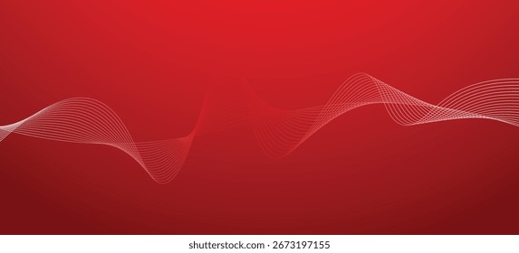 Fundo digital do vetor do projeto do fundo do fluxo de onda abstrato vermelho moderno