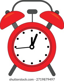 Vetor de relógio de alarme vermelho moderno. Adequado para temas de negócios, educação e estilo de vida.