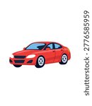 modern red automobile side view isolated on plain white background