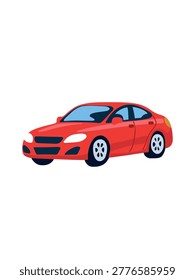 modern red automobile side view isolated on plain white background