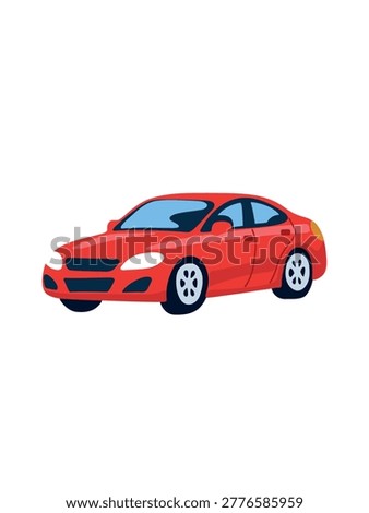 modern red automobile side view isolated on plain white background