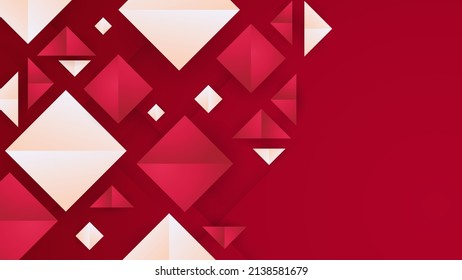 Fondo rojo moderno con formas geométricas abstractas y elementos decorativos. Ilustración vectorial para banner web, afiche tecnológico, volante, fondo y mucho más