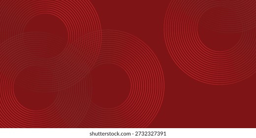 Moderner roter Hintergrund mit leuchtenden Kurvenlinien. Moderne glänzende rote Farbverlauf geometrische Kreislinien Muster abstrakt einfache Vektorkunst