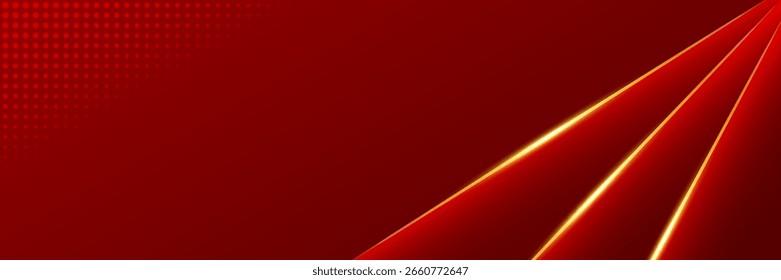 Fondo rojo moderno con línea dorada y semitono. Fondo de pantalla Abstractas de Negocios. Anuncio. Ilustración vectorial