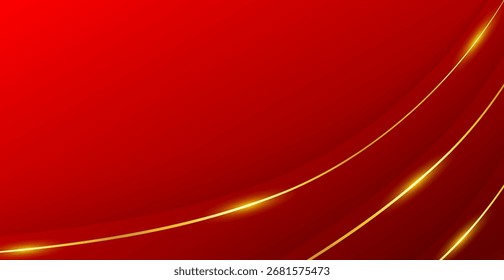 Fondo Rojo Moderno Con Línea Dorada. Fondo de pantalla Abstractas de Negocios. Lujo. Anuncio. Ilustración vectorial