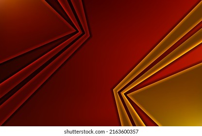 Fondo Rojo Moderno con Formas de Línea Dinámica Dorada. Elemento de plantilla de diseño de ilustración vectorial.