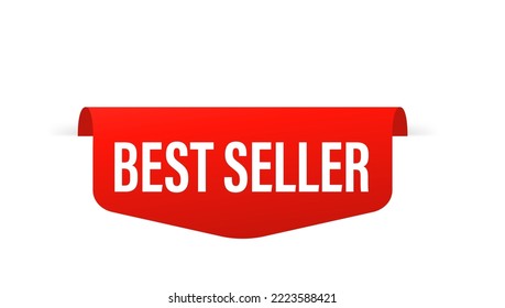 Modern Red Banner Ribbon Design With Text Best Seller. Vector illustration