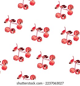Modern red berries vector seamless pattern. Background isolated. Digital drawn illustration. Can be used as textile fabric or wallpaper, cards, invitations, decorative paper