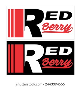 Modern RED BERRY text logo vector, icon design, product design.