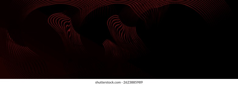 fundo de banner horizontal abstrato vermelho moderno preto com linhas geométricas brilhantes. Adequado para capas, brochuras, apresentações, folhetos.	