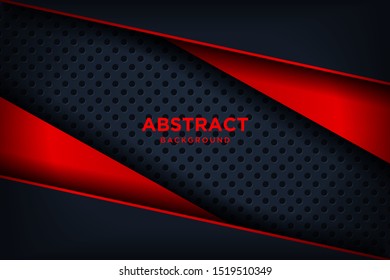 Fondo negro rojo moderno con efecto de capas superpuestas 3D. Elementos de diseño gráfico.