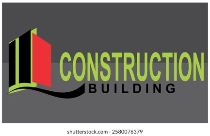 Modern red and black building construction vector design, company logo design.