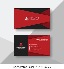 Modern red and black business card template