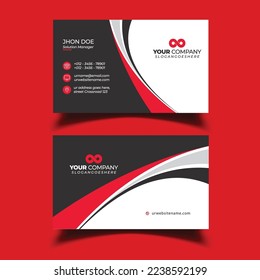 Modern red and black business card design. Modern business card template red black colors business card