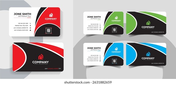 Modern Red and Black Business Card Design Template Set for Corporate and Creative Professionals